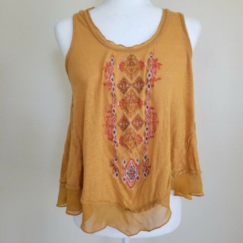 Taylor and Sage High-Low Tank Medium Embroidered Boho style